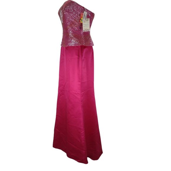 Mon Cheri Beaded Mock Corset Evening Dress Size 6 Strapless Long Formal - Picture 5 of 12